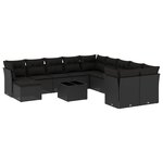 vidaXL Salon de jardin 12 Pièces avec coussins noir résine tressée