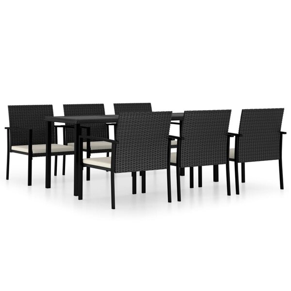 vidaXL Ensemble à manger de jardin 7 Pièces Résine tressée Noir