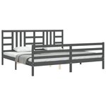 vidaXL Cadre de lit avec tête de lit gris 200x200 cm bois massif