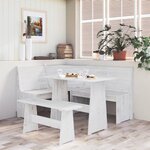 vidaXL Table à manger avec banc Blanc Bois de pin solide