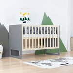 Lit bébé CHRUPPY 60 x 120 cm gris et naturel