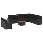 vidaXL Salon de jardin 11 Pièces avec coussins noir résine tressée
