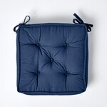 Galette de chaise coussin rehausseur en coton Bleu marine  40 x 40 x 10 cm - HOMESCAPES