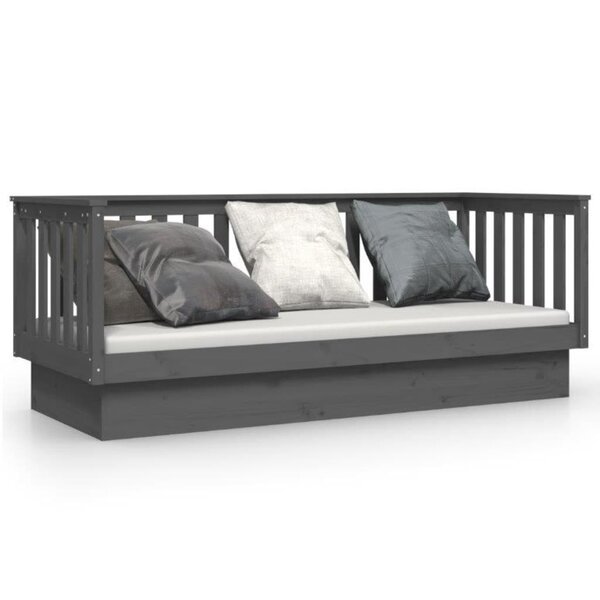 vidaXL Lit de jour Gris 90x190 cm Bois de pin massif
