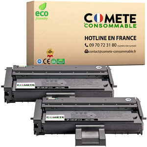 Sp100 - 2 toners compatibles ricoh sp100 - 407166 : sp100 sp112 sp100e sp100sf sp100sfe sp100su sp100sue sp110 sp112e sp112sf sp112sfe sp112su sp112sue - noir