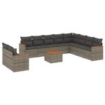 vidaXL Salon de jardin 11 Pièces avec coussins gris résine tressée