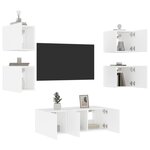 vidaXL Unités murales TV avec LED 6 Pièces blanc bois d'ingénierie