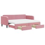 vidaXL Lit de jour avec gigogne et tiroirs rose 80x200 cm velours