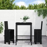 vidaXL Ensemble de bar de jardin 3 Pièces noir bois de pin massif