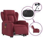 vidaXL Fauteuil inclinable de massage électrique Rouge bordeaux Tissu