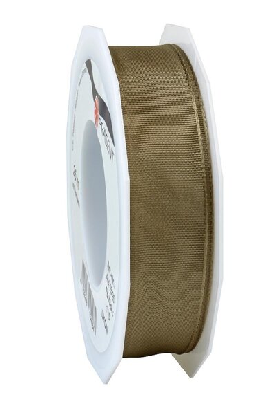 Ruban de soie acetat laitonné lyon 25-m-rouleau 25 mm taupe