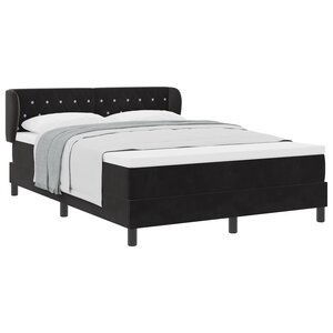 Lit Box Spring vidaXL avec Matelas Noir 160x200 cm Velours