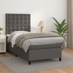 vidaXL Sommier à lattes de lit avec matelas Gris 100x200 cm Similicuir
