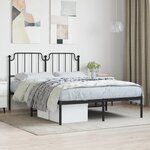 vidaXL Cadre de lit métal avec tête de lit noir 140x190 cm