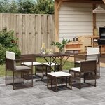 vidaXL Ensemble à manger de jardin et coussins 7 Pièces marron rotin