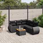 vidaXL Salon de jardin 6 Pièces avec coussins noir résine tressée