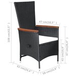 vidaXL Ensemble à manger d'extérieur 9Pièces coussins résine tressée noir