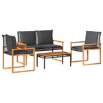 vidaXL Salon de jardin 4 Pièces avec coussins Noir Résine tressée