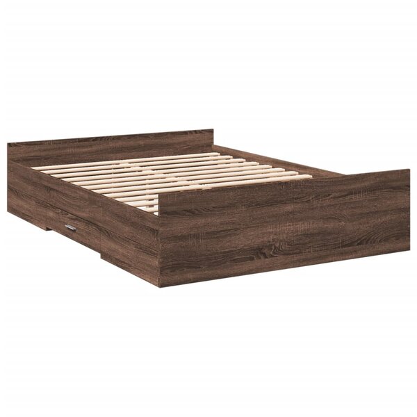 vidaXL Cadre de lit et tiroirs chêne marron 120x190 cm bois ingénierie