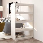vidaXL Bibliothèque/Séparateur de pièce Blanc 80x35x135 cm Pin massif