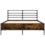 vidaXL Cadre de lit chêne fumé 135x190 cm bois d'ingénierie et métal