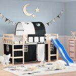 vidaXL Rideaux pour lit mezzanine avec tunnel blanc et noir polyester
