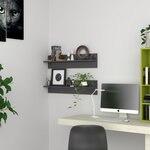 vidaXL Étagères murales 2 Pièces gris brillant bois d'ingénierie