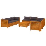 vidaXL Salon de jardin 9 Pièces avec coussins Bois d'acacia solide