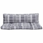 vidaXL Coussins de palette 2 Pièces carreaux gris tissu
