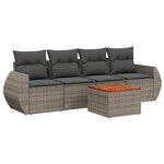 vidaXL Salon de jardin 5 Pièces avec coussins gris résine tressée