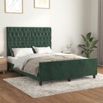 vidaXL Cadre de lit avec tête de lit Vert foncé 140x190 cm Velours