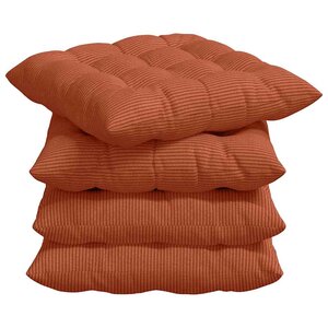 vidaXL Coussins de siège 4 Pièces Rouge orange 40 x 40 x 6 cm