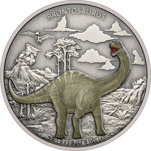 Pièce de monnaie 2 Dollars Niue 2021 1 once argent Antique – Brontosaure