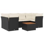 vidaXL Salon de jardin 7 Pièces avec coussins noir résine tressée