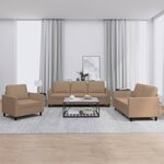 vidaXL Ensemble de canapés 3 Pièces avec coussins Cappuccino Similicuir