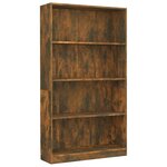 vidaXL Bibliothèque 4 niveaux Chêne fumé 80x24x142cm Bois d'ingénierie