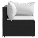 vidaXL Canapé d'angle de jardin avec coussins Noir Résine tressée