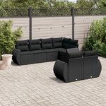 vidaXL Salon de jardin 7 Pièces avec coussins noir résine tressée