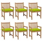 vidaXL Chaises de jardin 6 Pièces avec coussins vert vif Teck solide