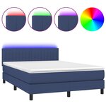 vidaXL Sommier à lattes de lit avec matelas LED Bleu 140x200 cm Tissu