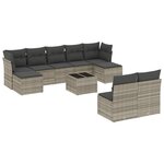 vidaXL Salon de jardin avec coussins 10 Pièces gris clair résine tressée
