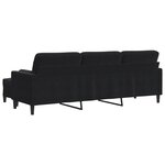 vidaXL Canapé à 3 places avec repose-pieds Noir 210 cm Velours