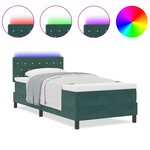 lit box spring vidaXL avec matelas et LED vert foncé 100x200 cm en velours