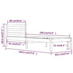 vidaXL Cadre de lit Bois de pin massif 90x190 cm Blanc simple