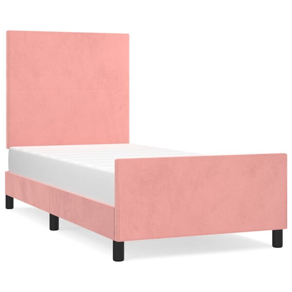 vidaXL Cadre de lit avec tête de lit Rose 80x200 cm Velours