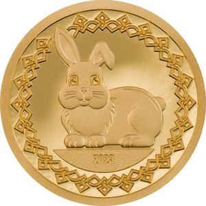 Pièce de monnaie en or 1000 togrog g 0.5 millésime 2023 shaped lunar year year of the rabbit