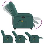 vidaXL Fauteuil inclinable de massage Vert foncé Tissu