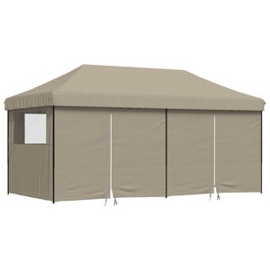 vidaXL Tente de réception pliable escamotable 4 parois latérales taupe