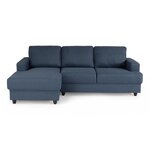 PAUL Canapé d'angle gauche 4 places - Tissu bleu - 215 x 140 cm