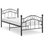 vidaXL Cadre de lit Noir Métal 90x200 cm